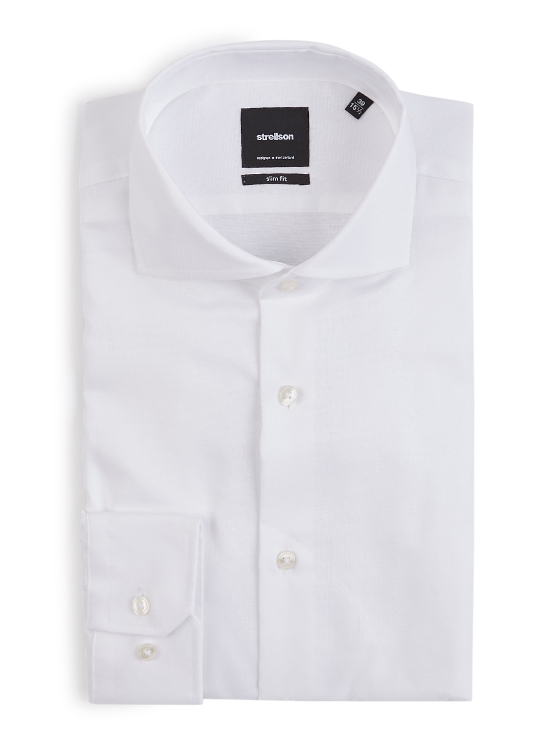 Strellson Sereno slim fit overhemd met wide spread-kraag - voorkant wit