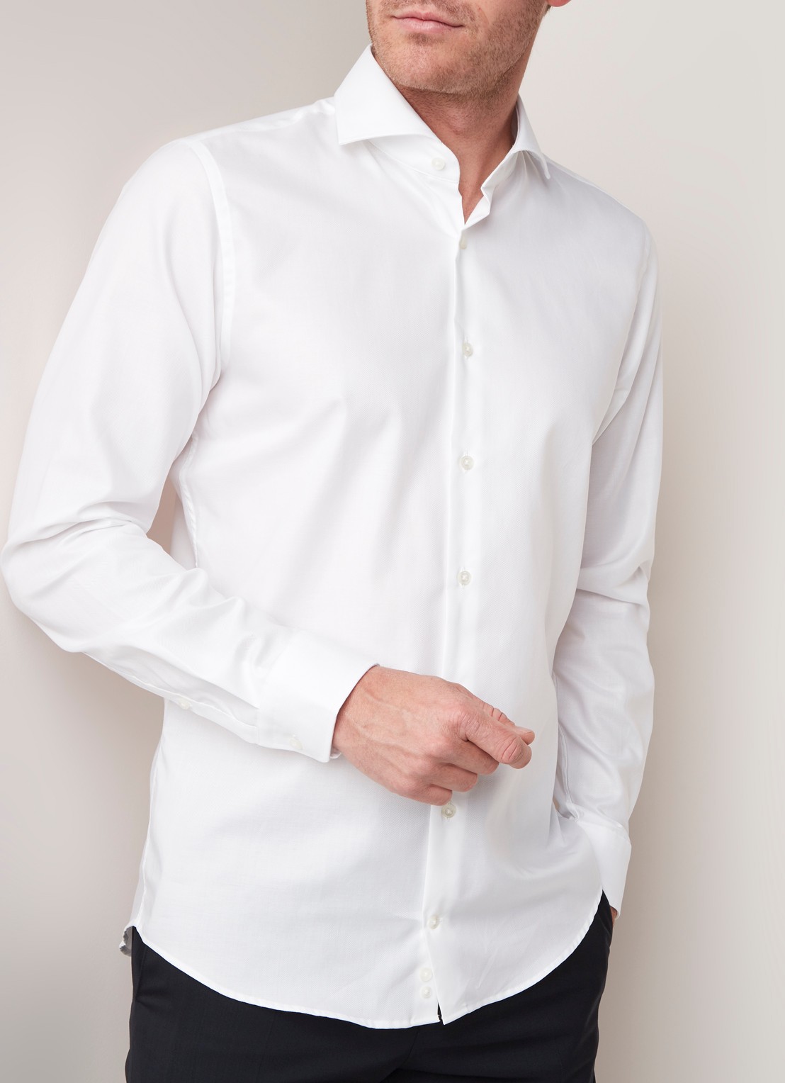 Strellson Sereno slim fit overhemd met wide spread-kraag - detail 3 wit