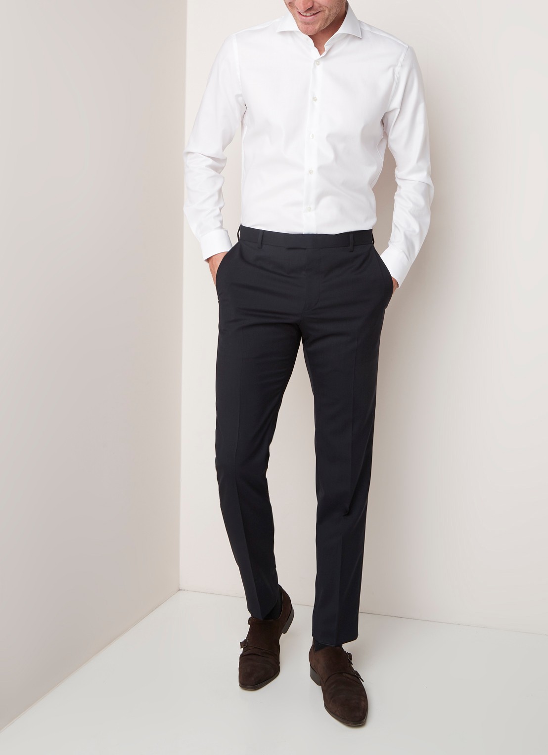 Strellson Sereno slim fit overhemd met wide spread-kraag - voorkant 2 wit