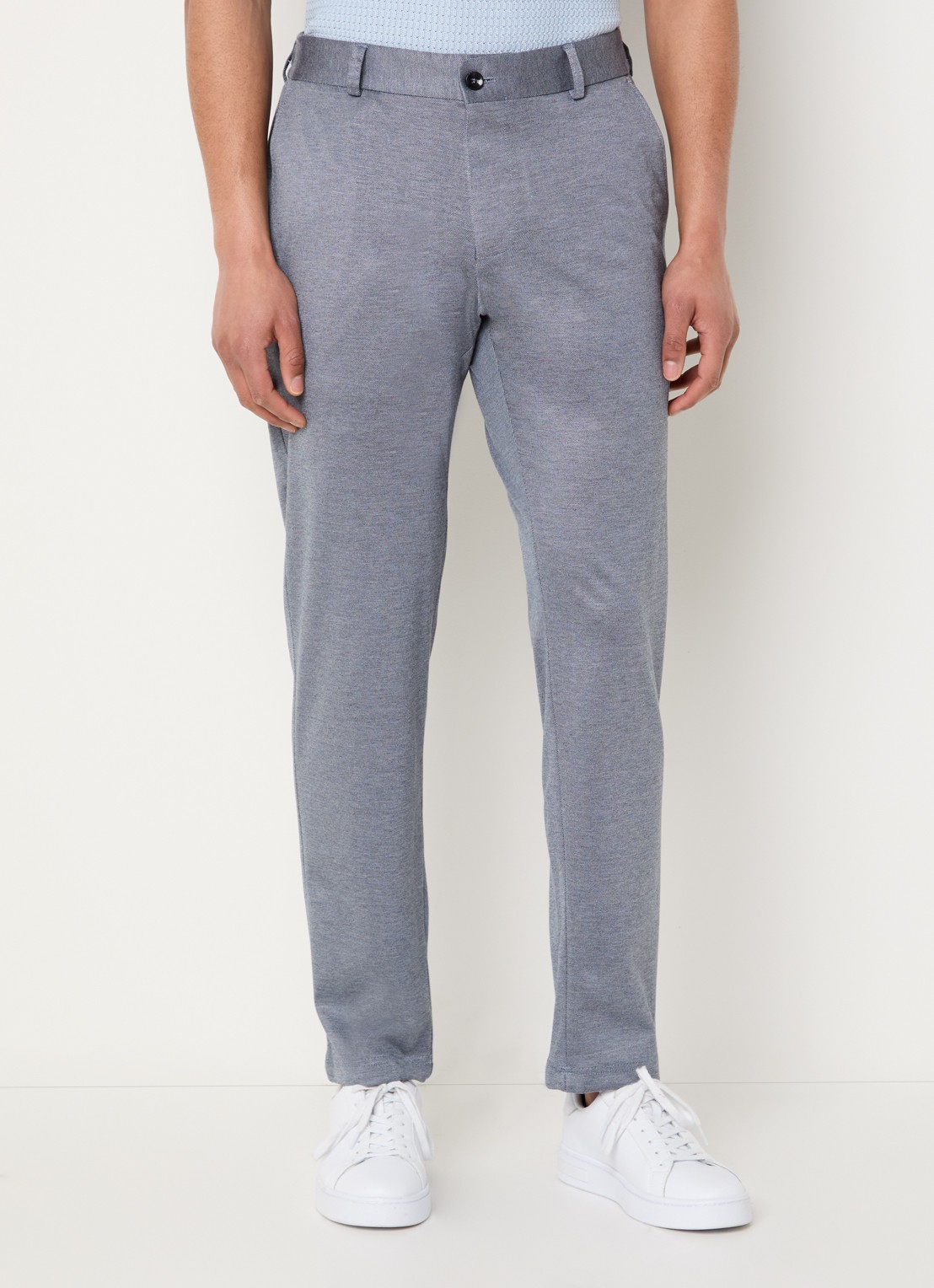 Strellson Tiu slim fit pantalon met steekzakken - detail staalblauw