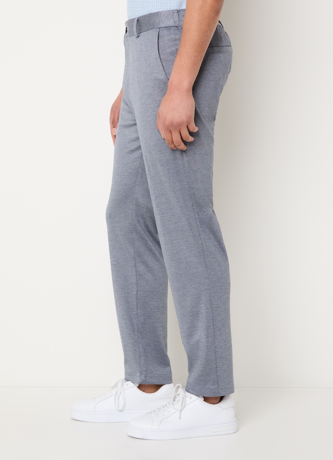 Strellson Tiu slim fit pantalon met steekzakken - detail 2 staalblauw