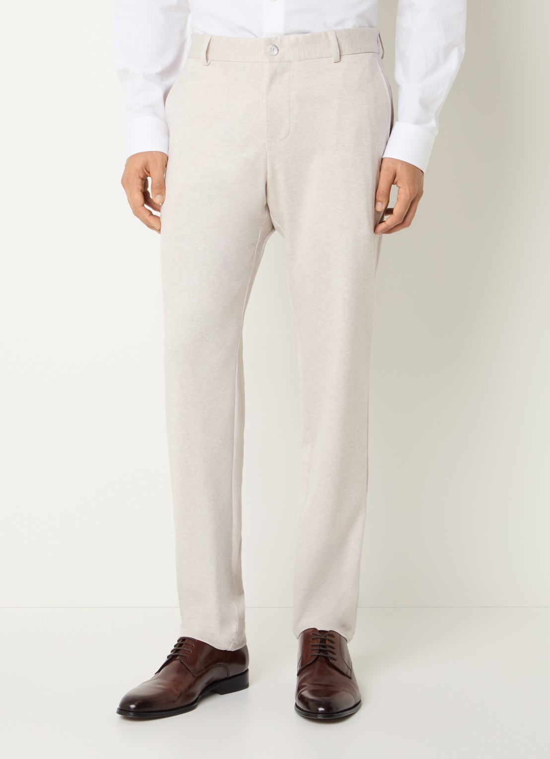 Strellson Tius slim fit pantalon met steekzakken - detail 4 creme