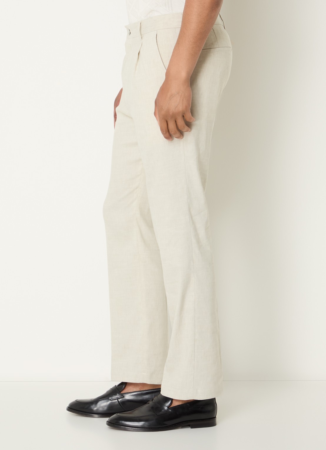 Strellson Tomeo straight fit pantalon in linnenblend - detail 5 beige