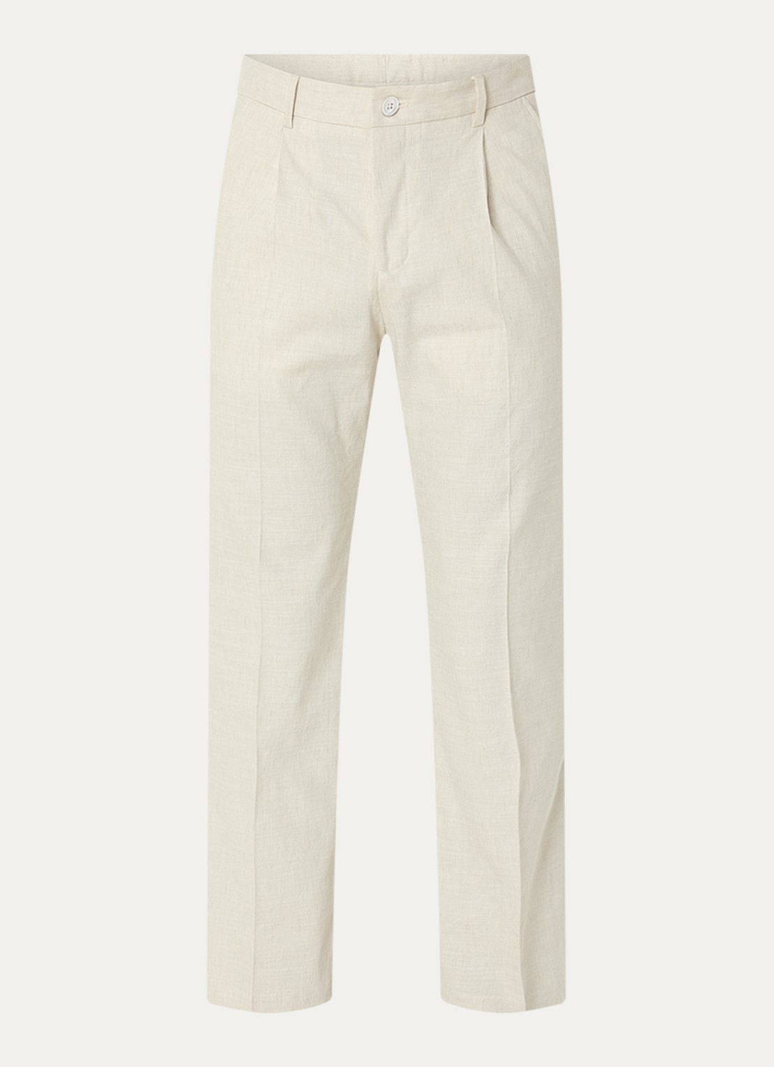 Strellson Tomeo straight fit pantalon in linnenblend - voorkant 2 beige