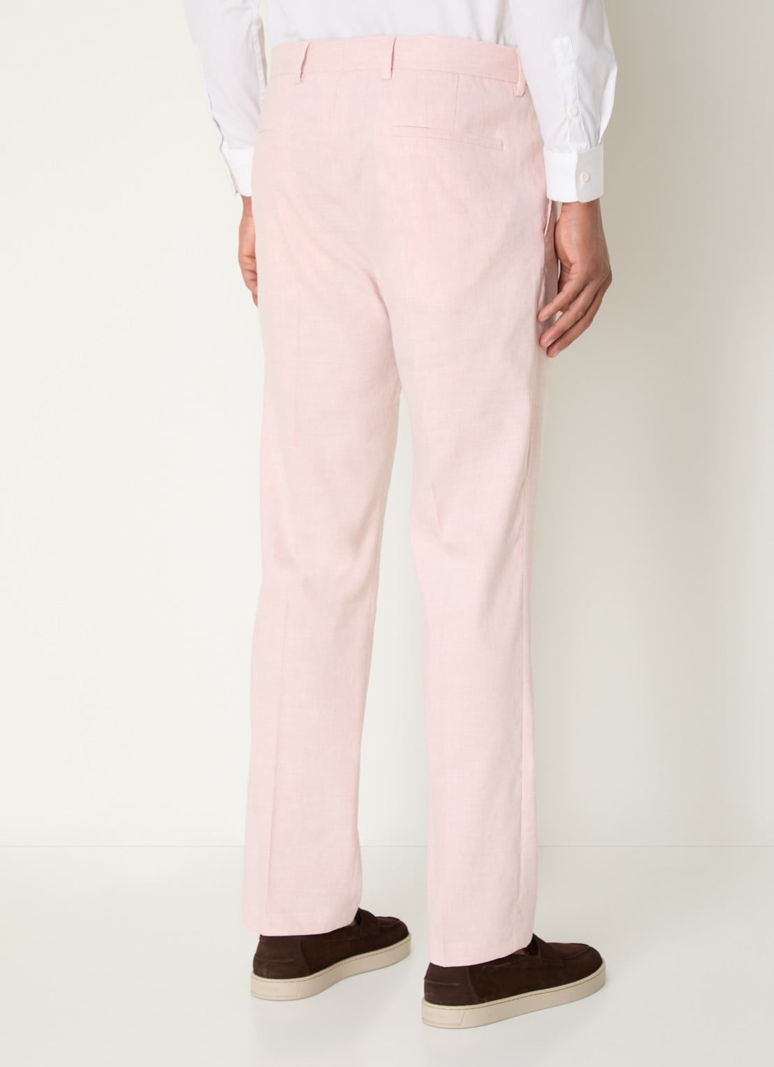 Strellson Tomeo straight fit pantalon in linnenblend - achterkant 3 lichtroze