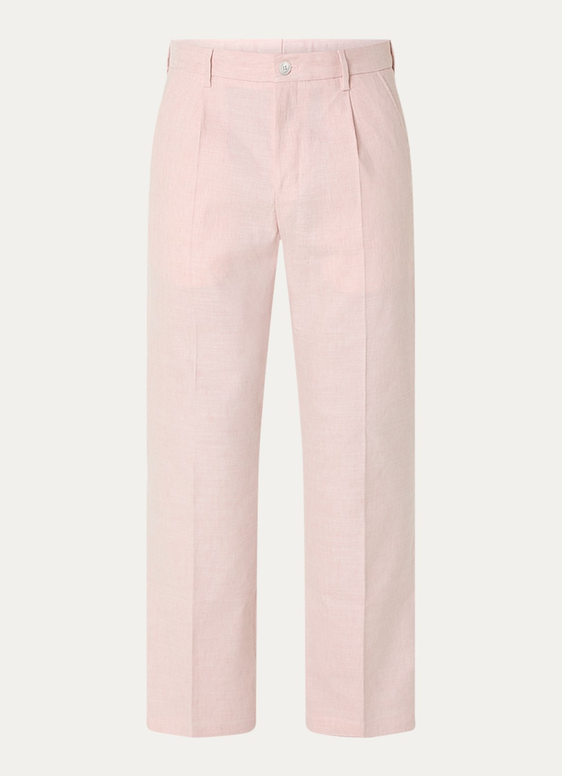Strellson Tomeo straight fit pantalon in linnenblend - voorkant lichtroze