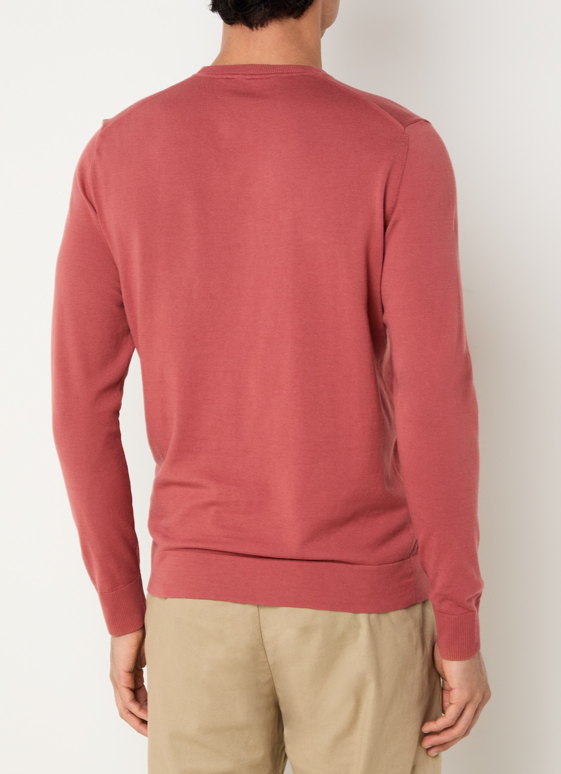 Strellson Vincent fijngebreide pullover met ronde hals - achterkant 3 oranjerood