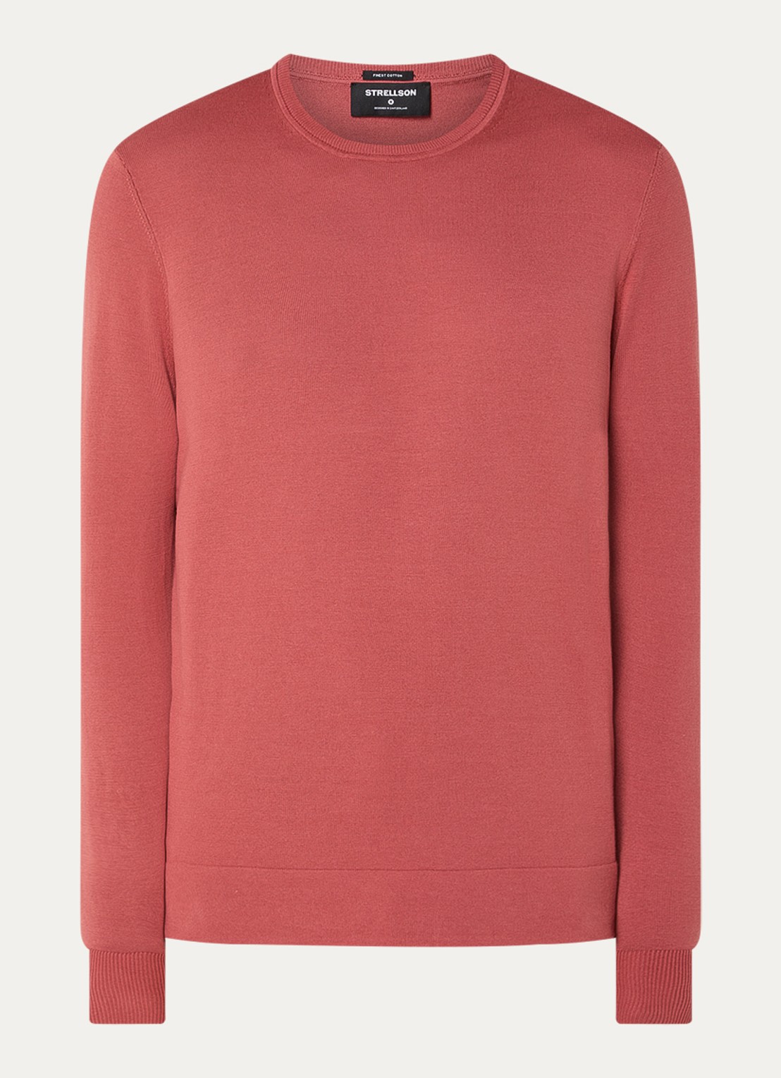 Strellson Vincent fijngebreide pullover met ronde hals - voorkant oranjerood