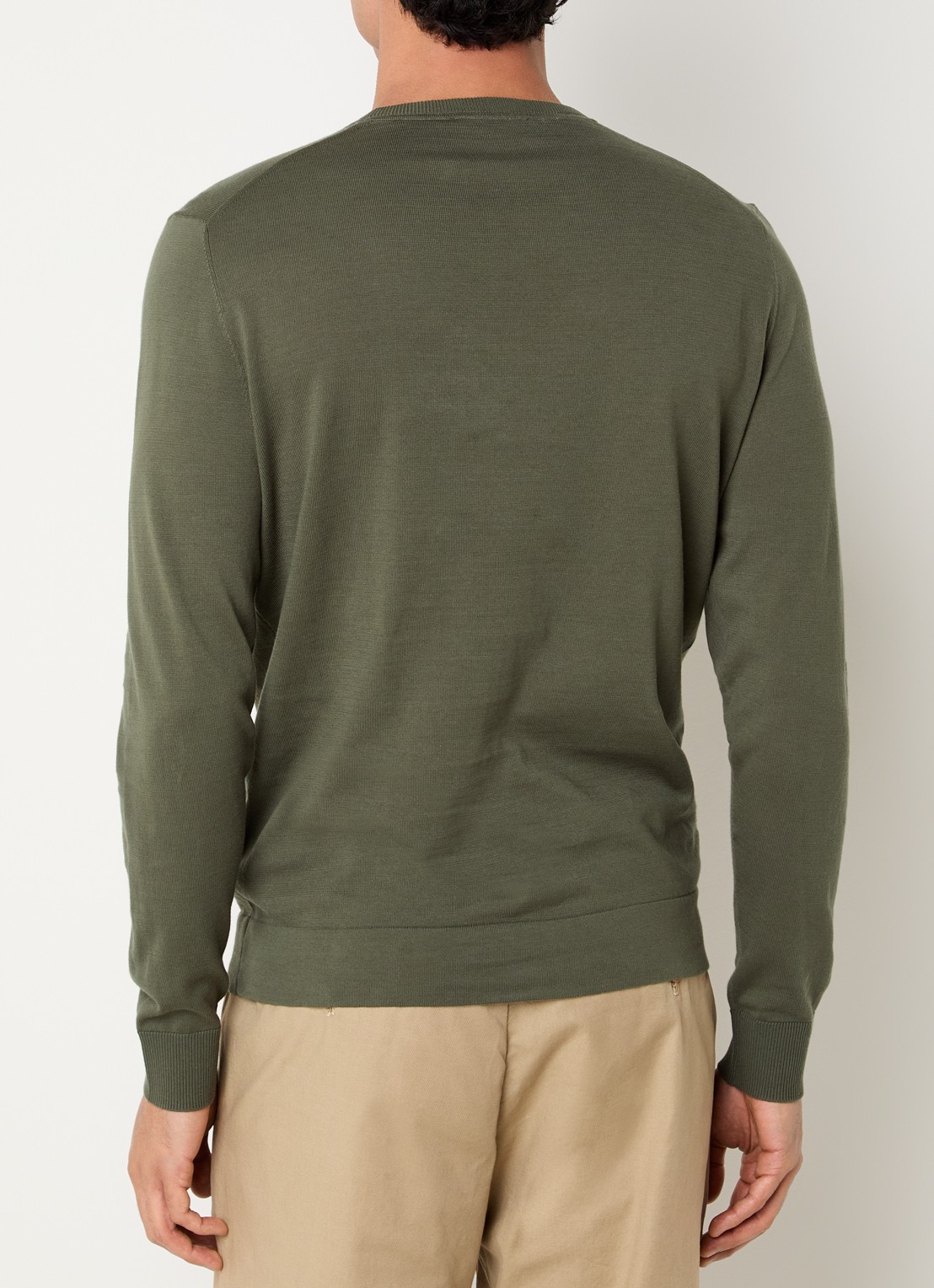 Strellson Vincent fijngebreide pullover met ronde hals - achterkant 4 donkergroen