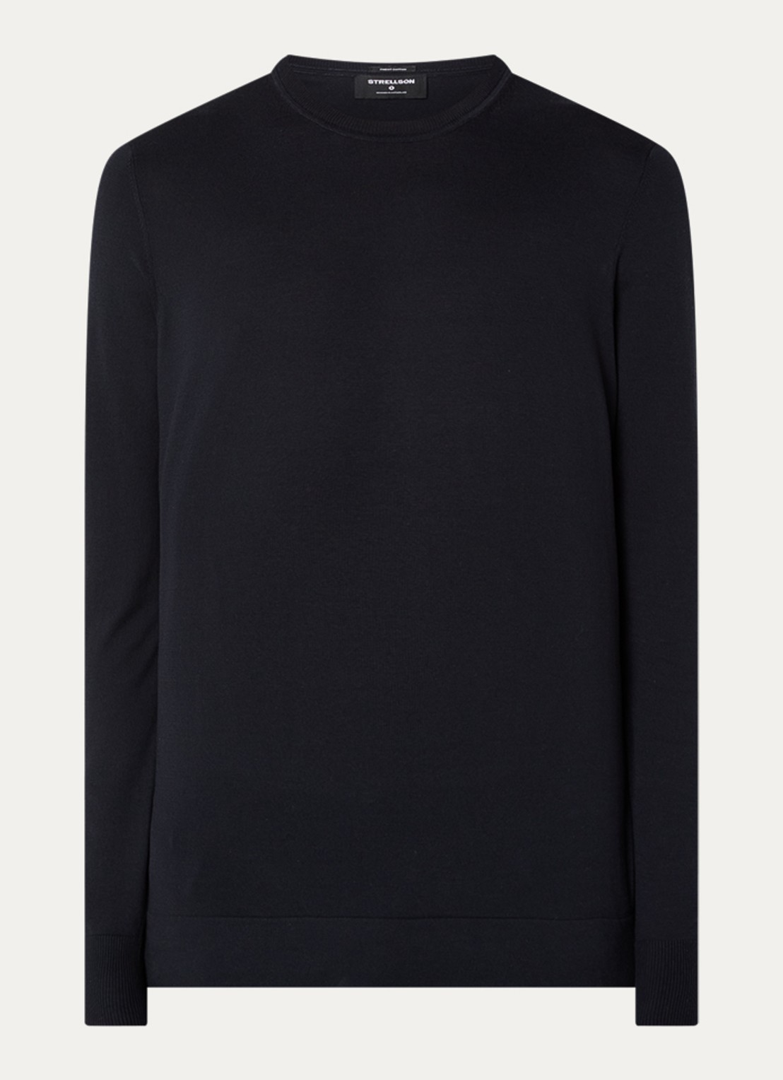 Strellson Vincent fijngebreide pullover met ronde hals - voorkant 2 donkerblauw