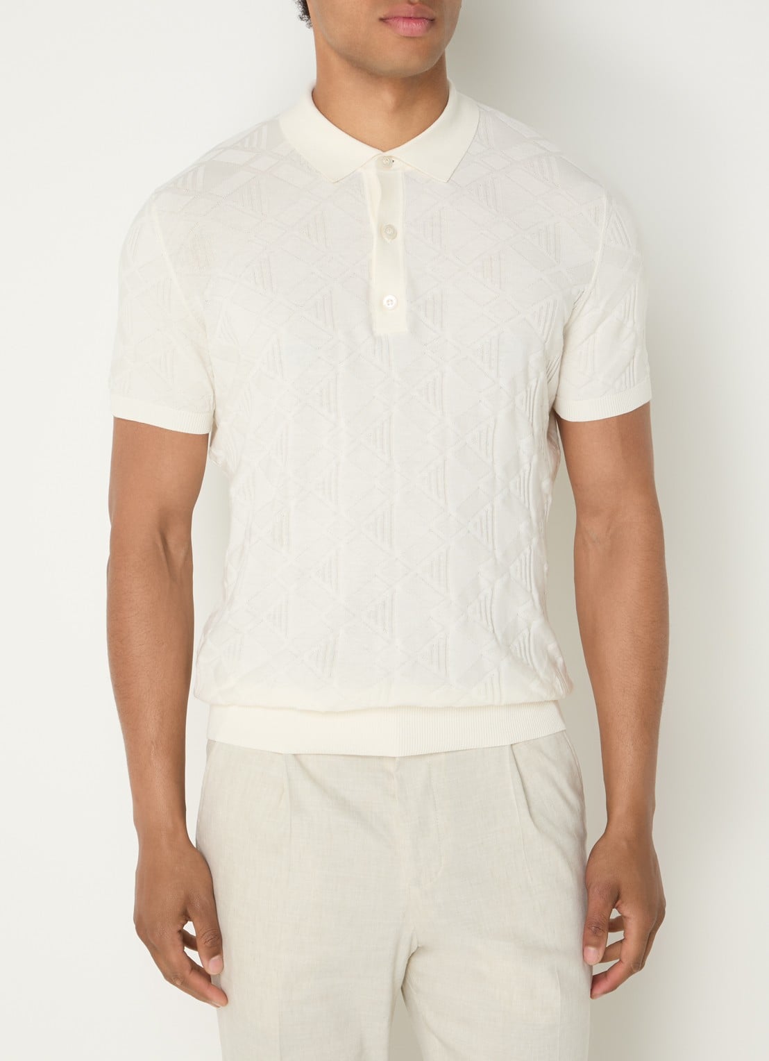 Strellson Vincent regular fit polo met ruitdessin - detail 3 beige