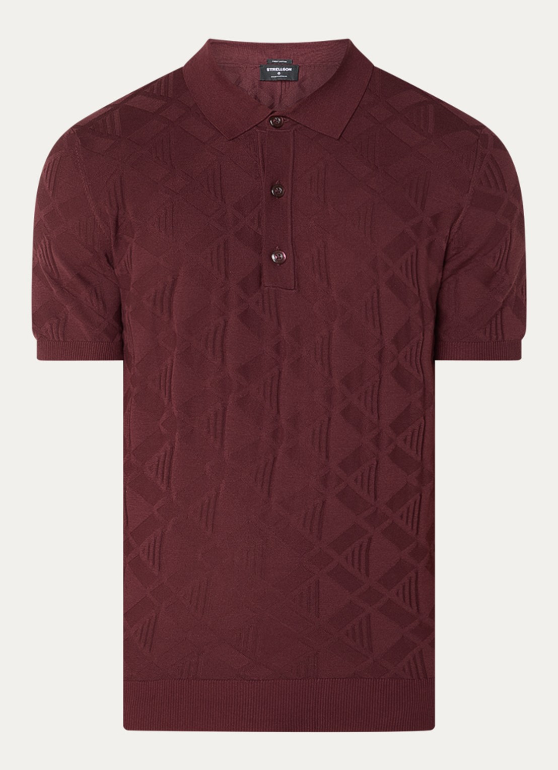 Strellson Vincent regular fit polo met ruitdessin - voorkant 2 bordeauxrood