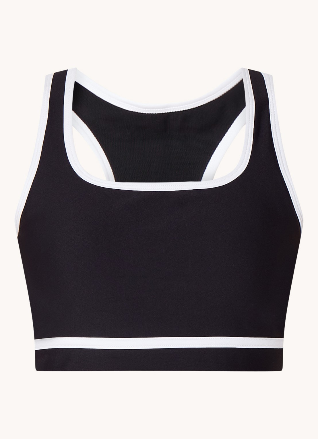 STRONGER Sport bh met medium support en contrastbies - voorkant 2 zwart