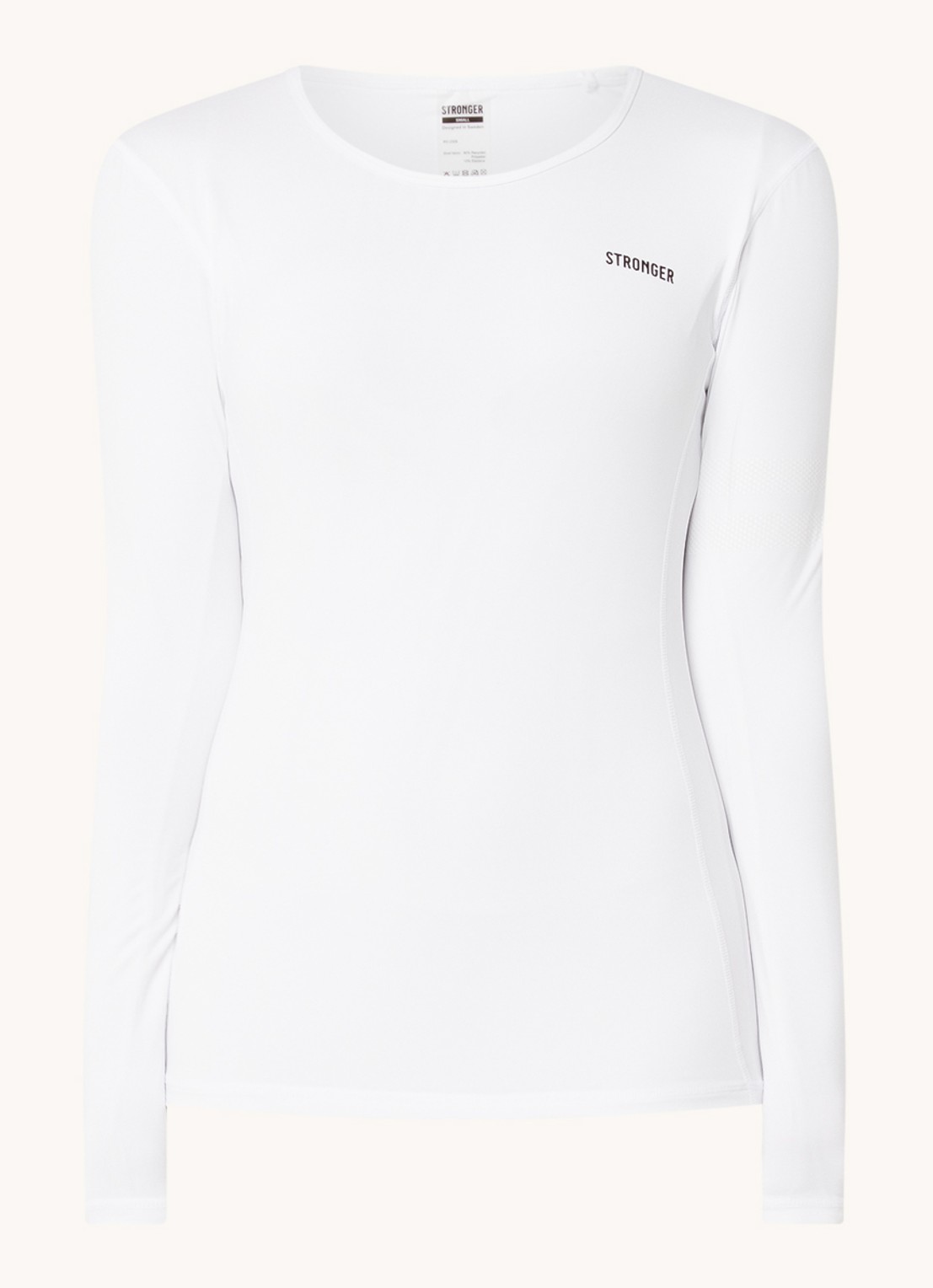 STRONGER Trainings longsleeve met logo - voorkant 2 wit