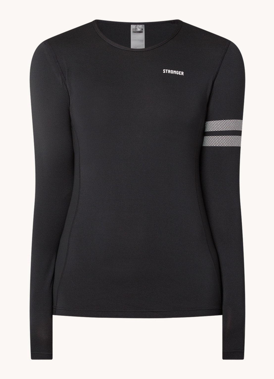 STRONGER Trainings longsleeve met logo - voorkant 3 zwart