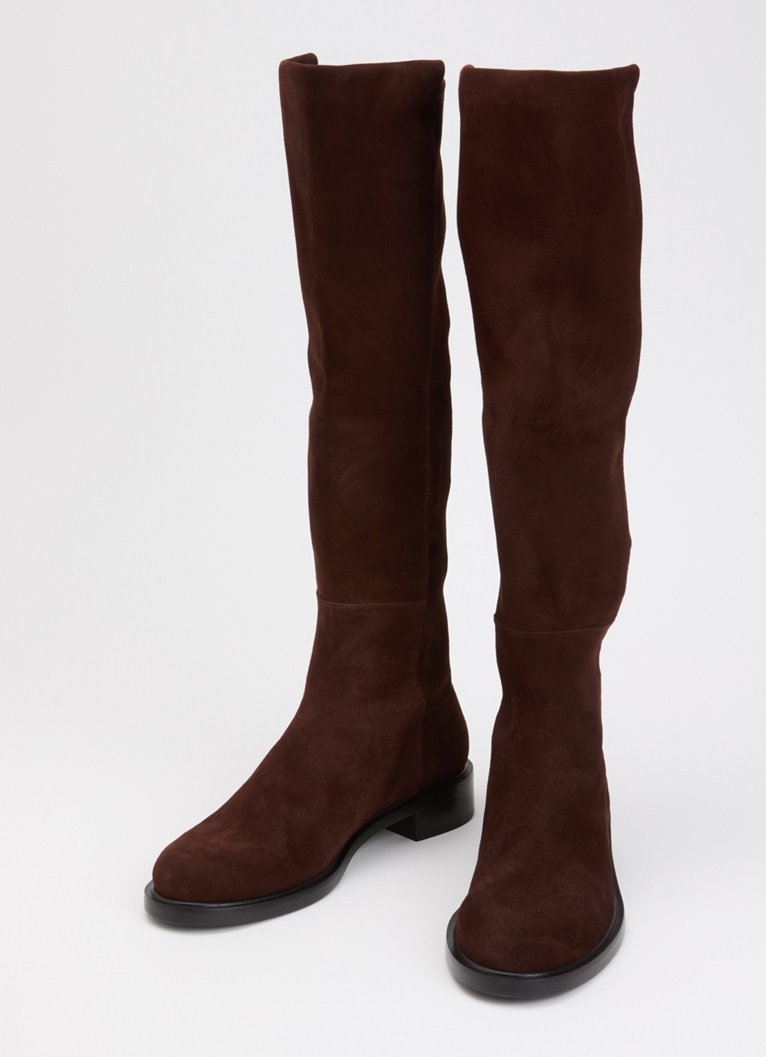 Stuart Weitzman 5050 Gisele laars van suède - detail 2 kastanjebruin