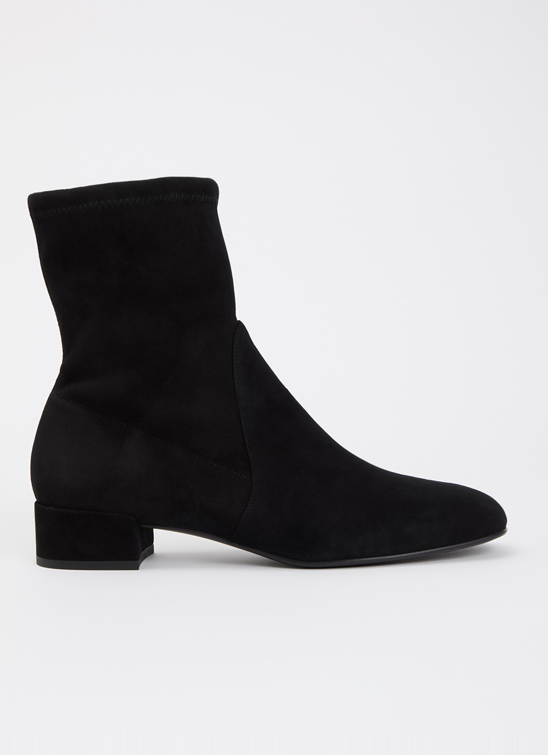 Stuart Weitzman Bacari enkellaarsje van suède - voorkant zwart
