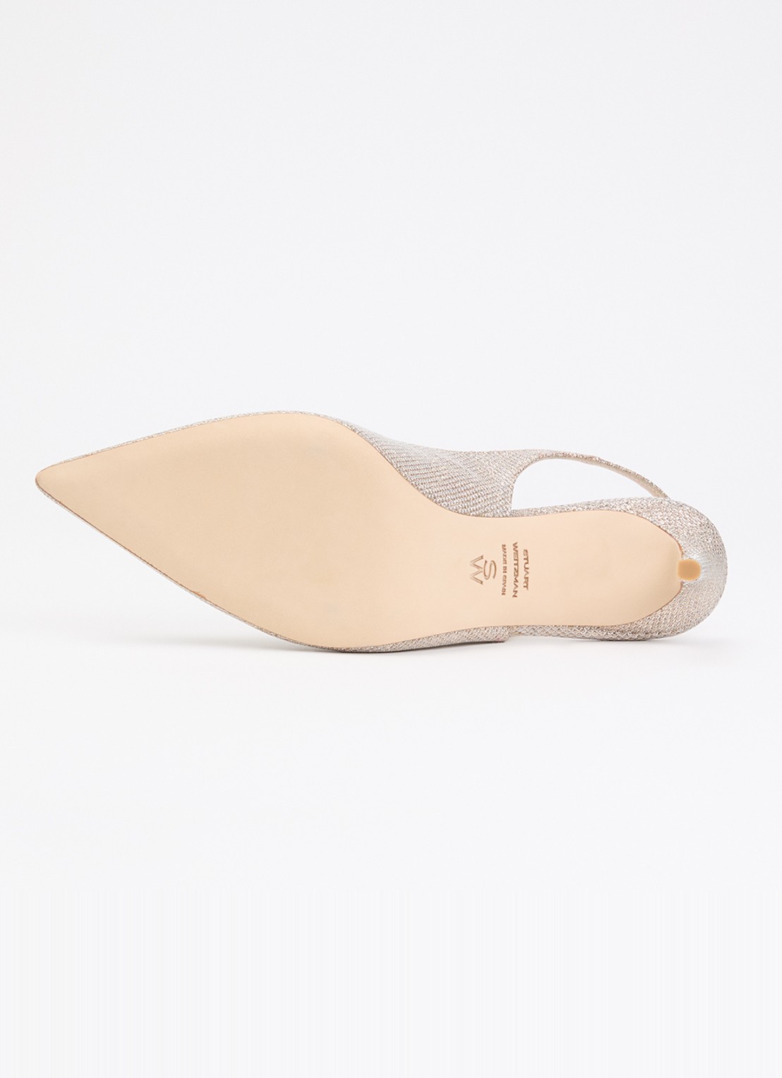 Stuart Weitzman Power 75 slingback met mesh en glitter - detail 3 zilver