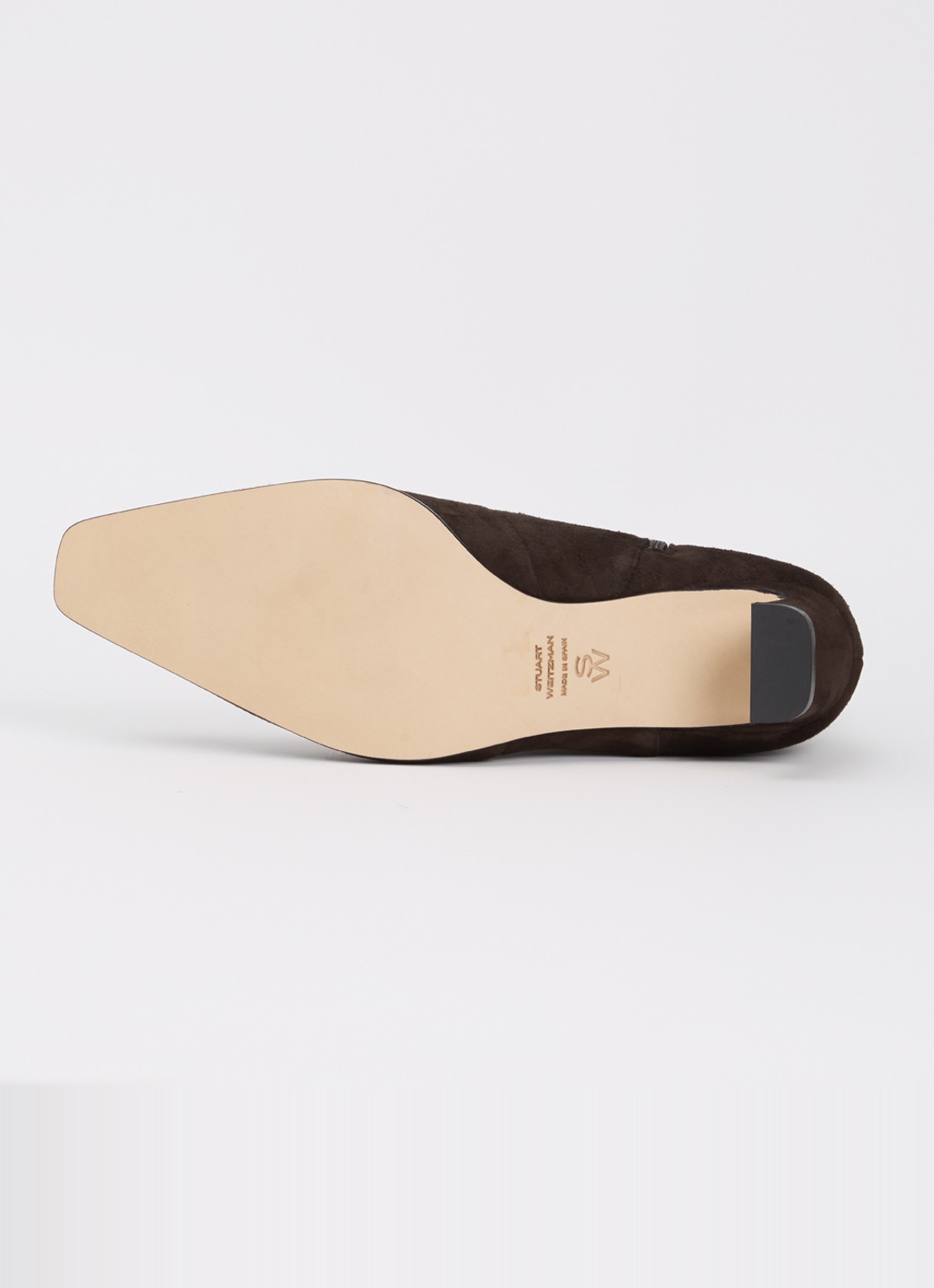 Stuart Weitzman Stassi Zip enkellaarsje van suède - detail 3 donkerbruin
