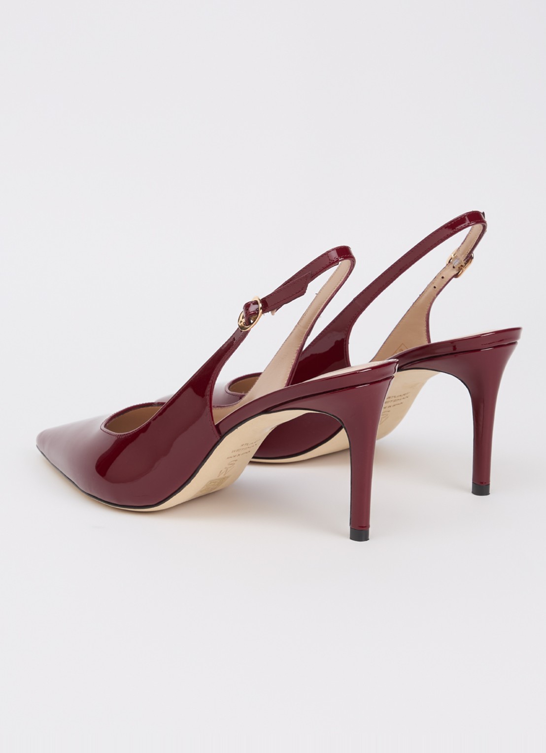 Stuart Weitzman Stuart Power 75 slingback van lakleer  - achterkant 5 beige