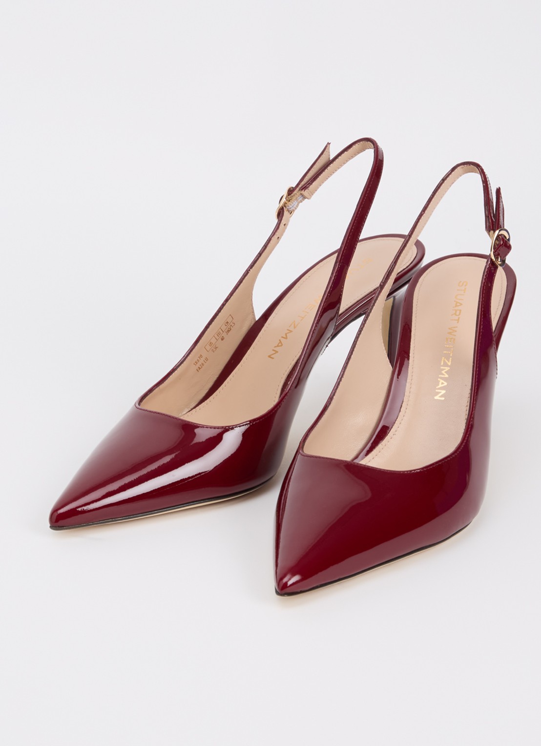 Stuart Weitzman Stuart Power 75 slingback van lakleer  - detail 2 beige