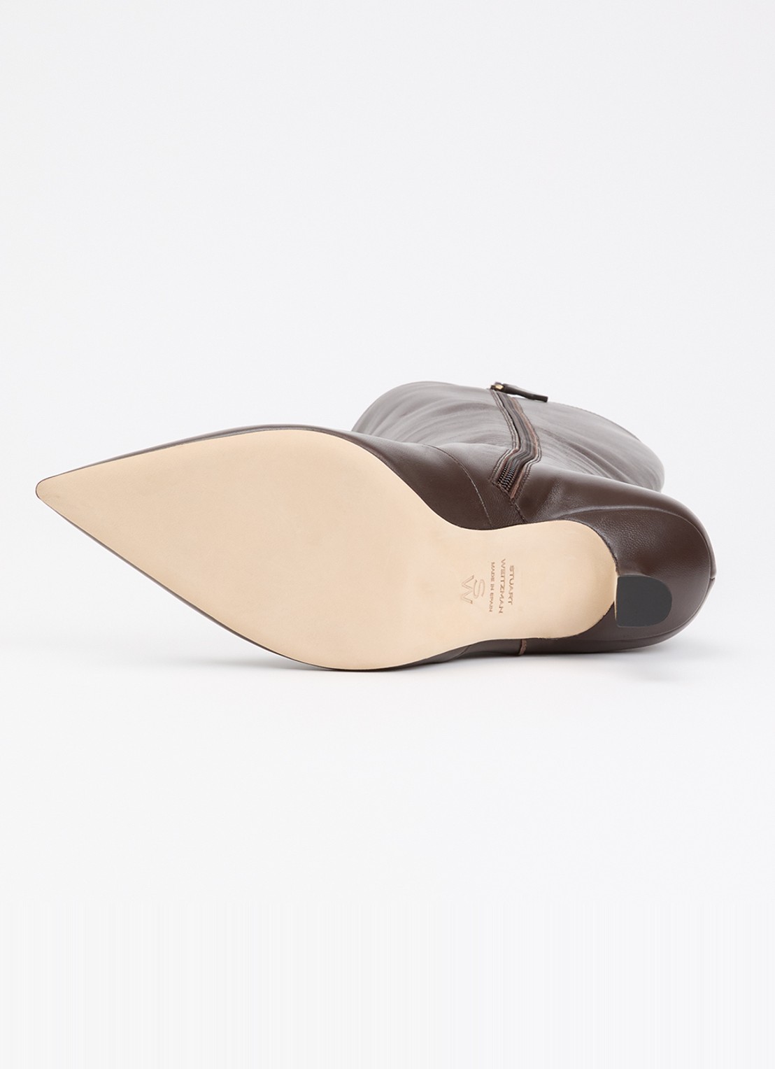 Stuart Weitzman Stuart Supersculpt 75 laars van leer  - detail 2 donkerbruin