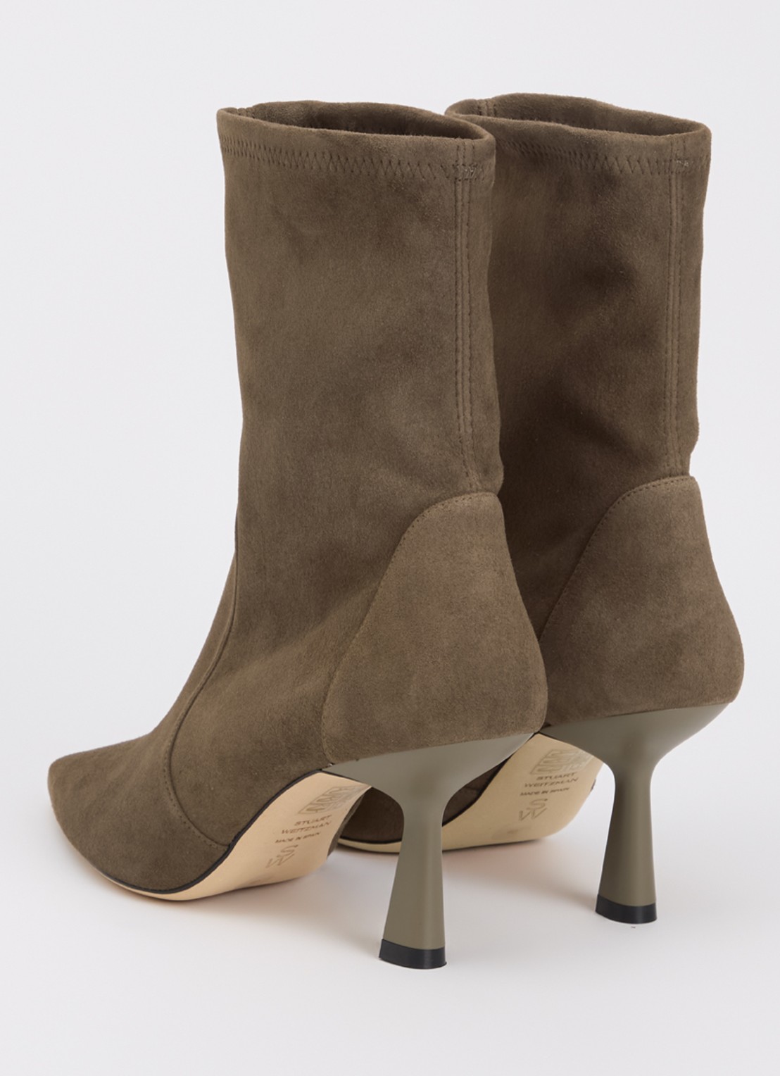 Stuart Weitzman Stuart Supersculpt 75 laars van suède - achterkant 2 olijfgroen