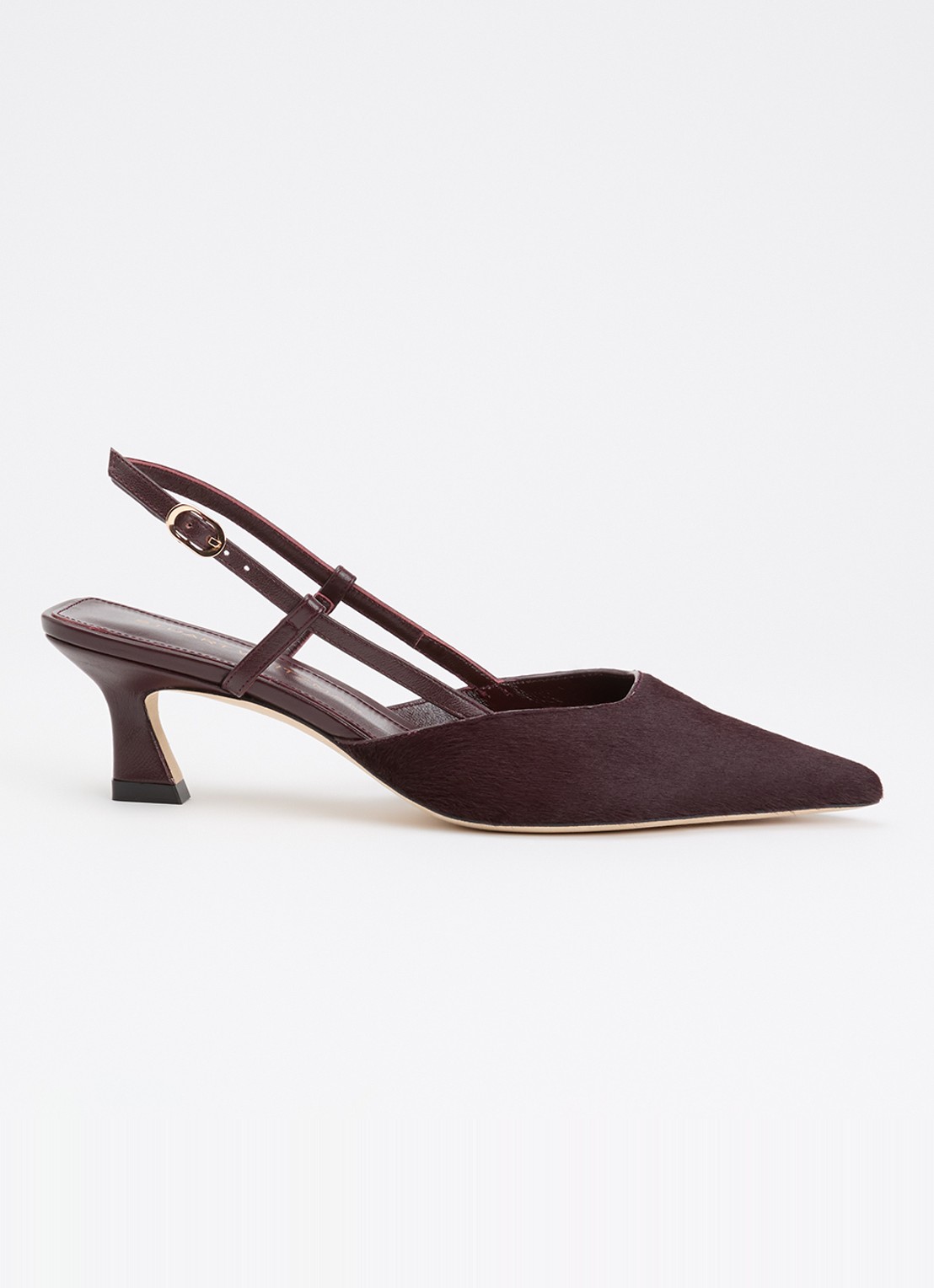 Stuart Weitzman Vinnie 50 slingback van suède met details van leer - voorkant 2 bordeauxrood