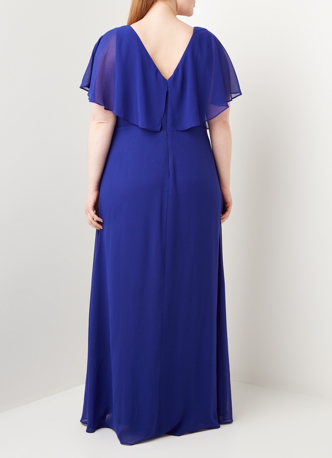 Studio 8 Albertina maxi jurk met pailletten - achterkant kobaltblauw