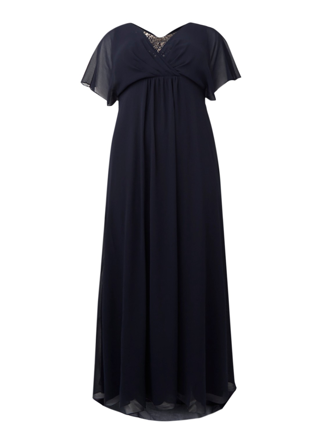Studio 8 Albertina maxi jurk van chiffon met vlindermouw en pailletten - voorkant 2 blauw