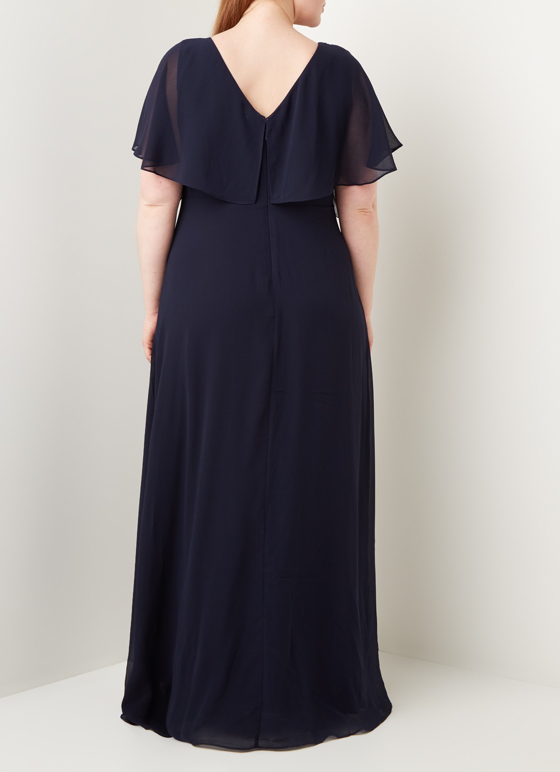 Studio 8 Albertina maxi jurk van chiffon met vlindermouw en pailletten - achterkant blauw