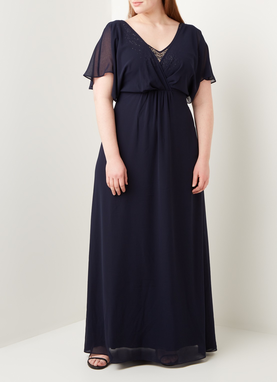Studio 8 Albertina maxi jurk van chiffon met vlindermouw en pailletten - detail 4 blauw