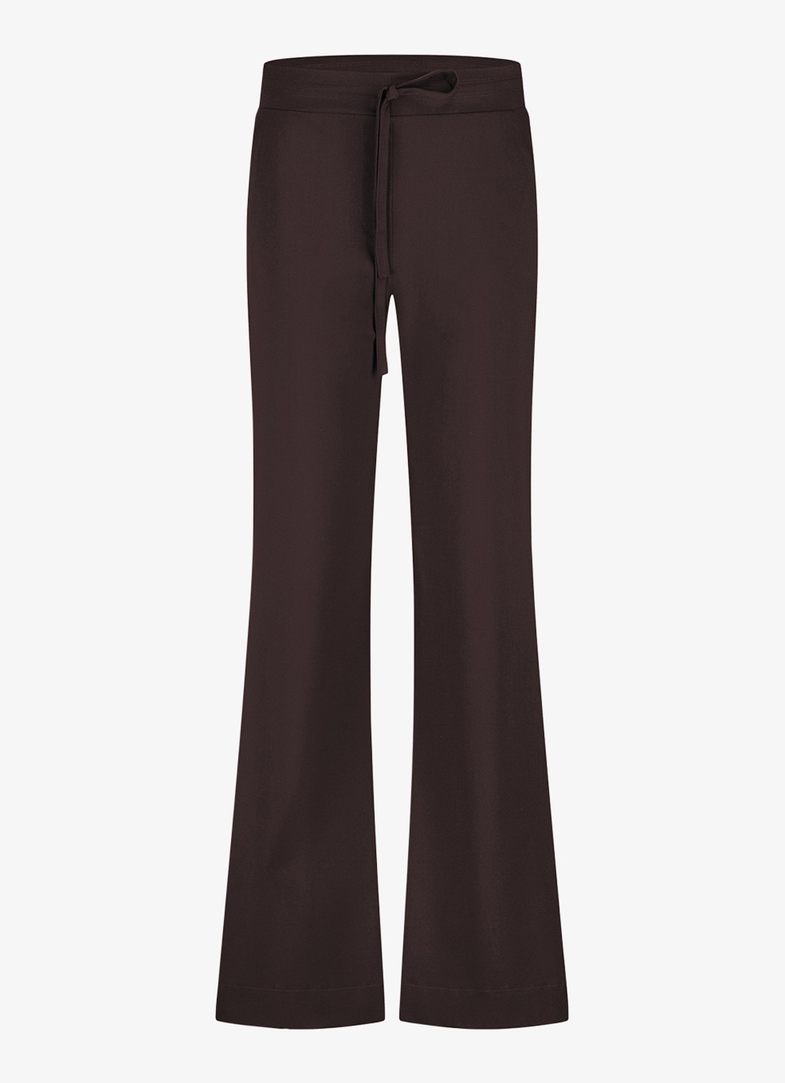 Studio Anneloes Abigail high waist flared fit pantalon met trekkoord - voorkant bruin