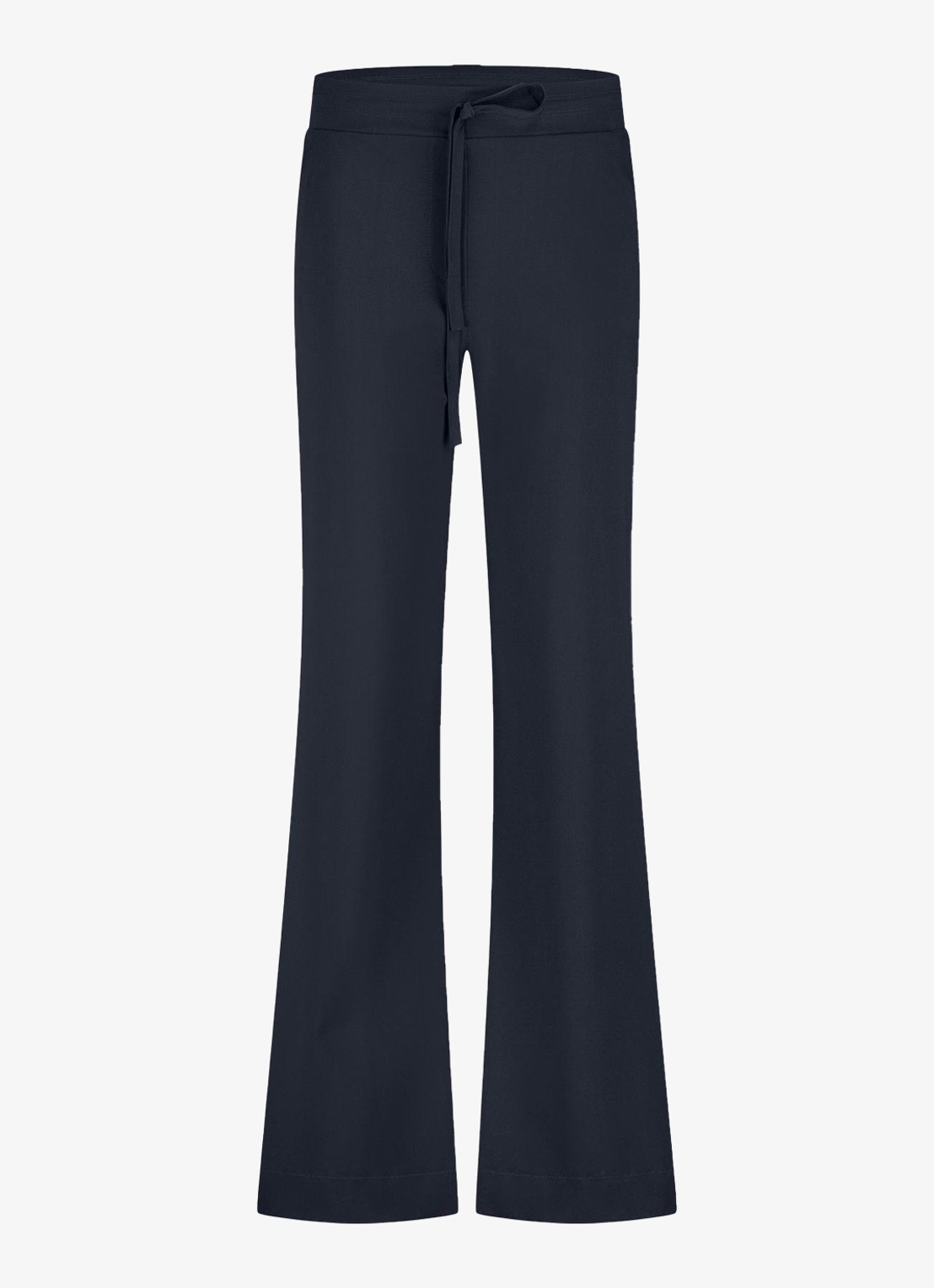 Studio Anneloes Abigail mid waist flared fit joggingbroek van travelstof - voorkant blauw