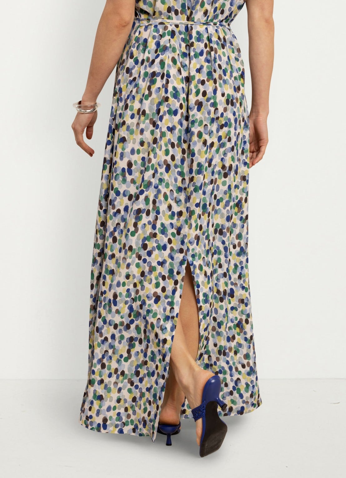 Studio Anneloes Andra maxi tuniekjurk met stippenprint - detail 5 blauw