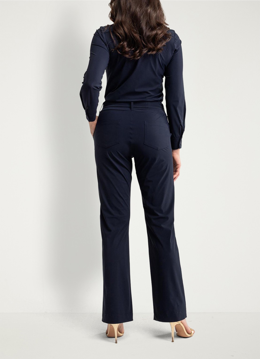Studio Anneloes Angel straight fit jumpsuit met strikceintuur - achterkant zwart