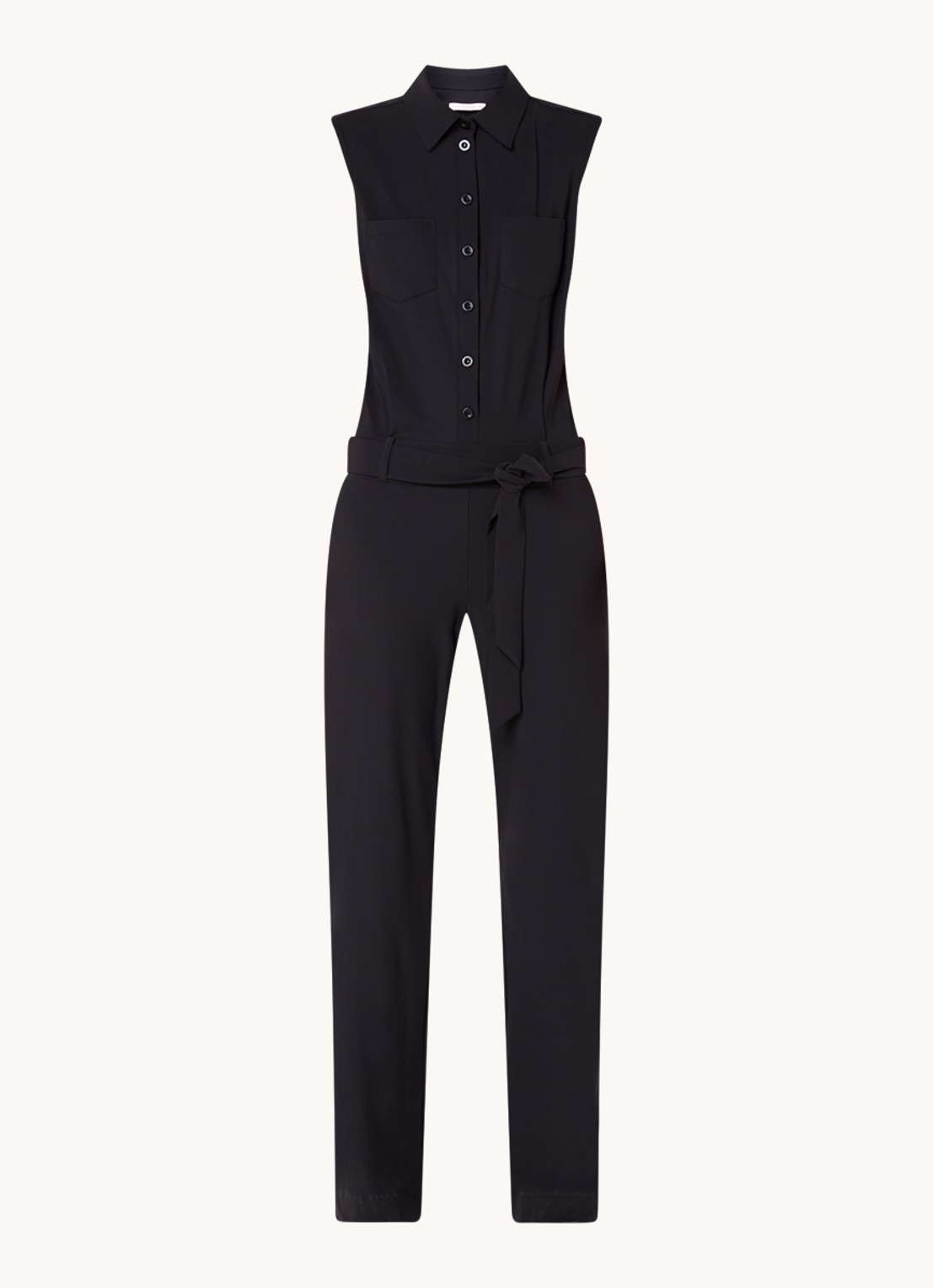 Studio Anneloes Angel straight fit jumpsuit van travelstof - voorkant 5 zwart