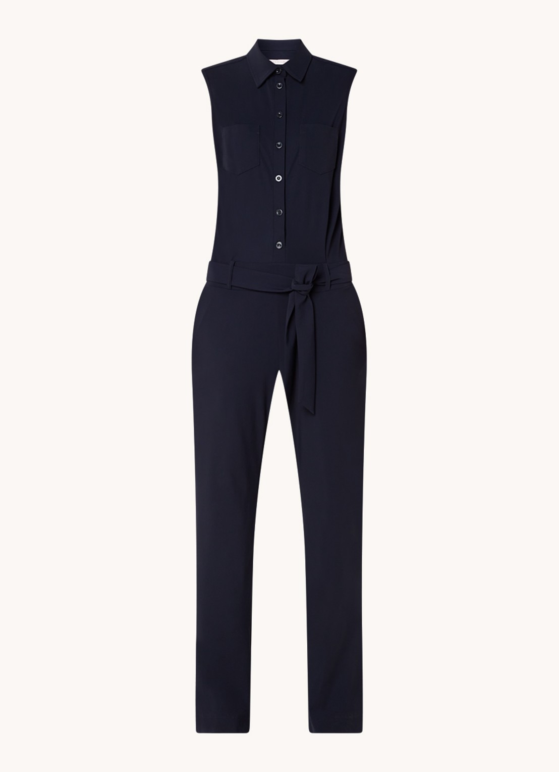 Studio Anneloes Angel straight fit jumpsuit van travelstof - voorkant 5 donkerblauw
