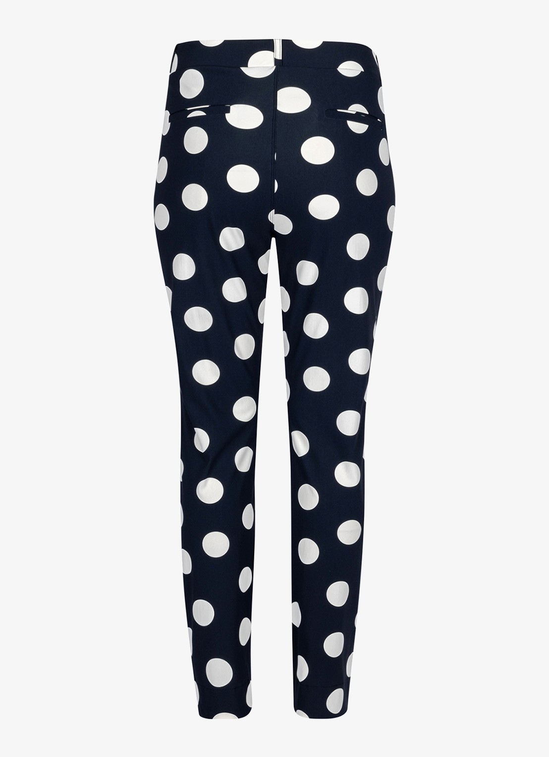 Studio Anneloes Anne high waist slim fit broek met stippenprint - achterkant blauw