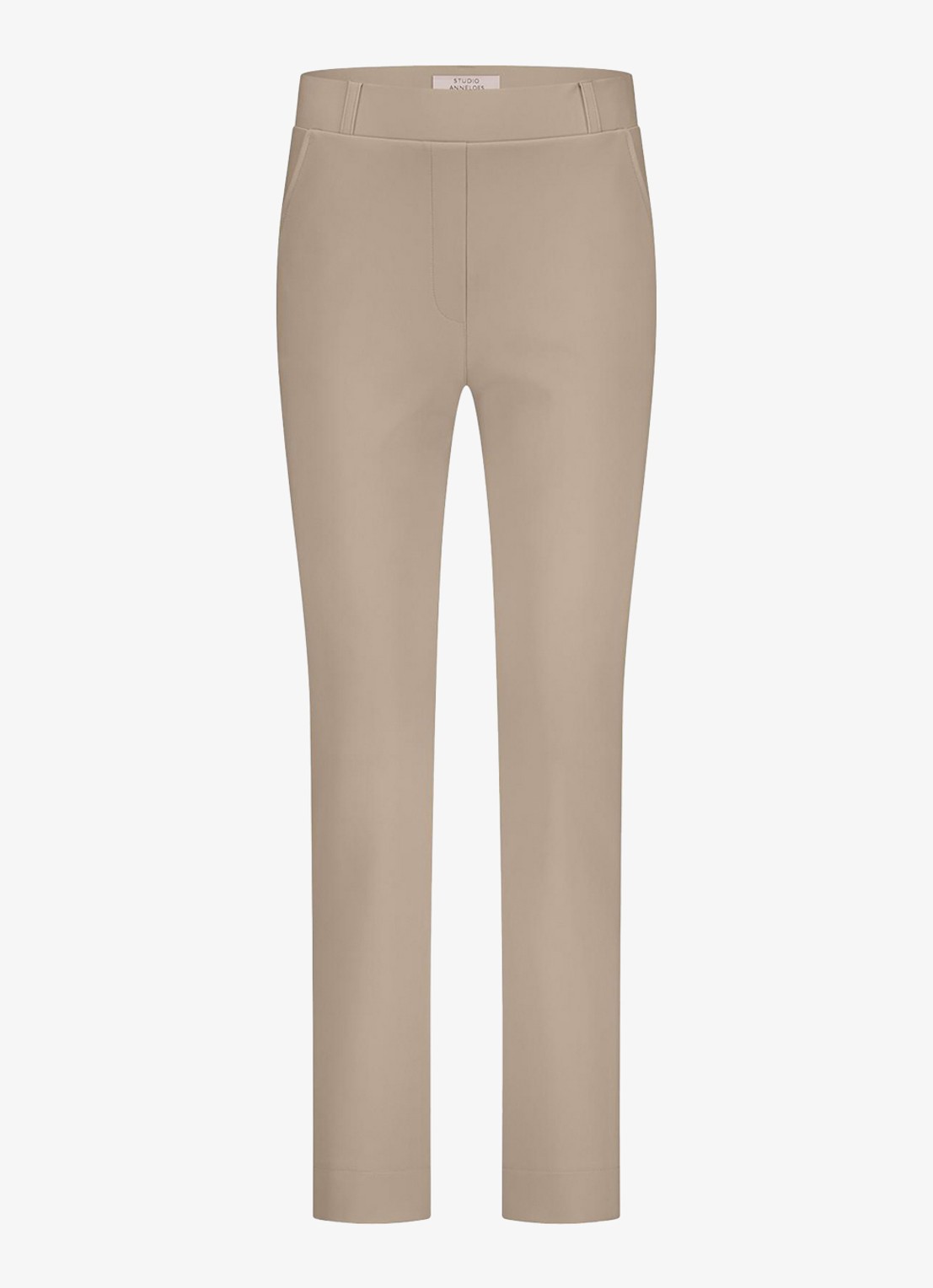 Studio Anneloes Anne high waist slim fit pantalon met steekzakken - voorkant lichtbruin