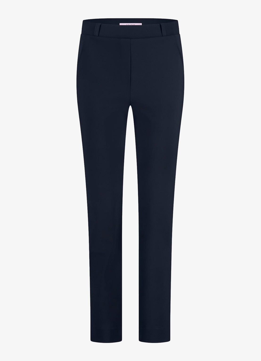 Studio Anneloes Anne mid waist cropped tapered fit pantalon met steekzakken - voorkant donkerblauw