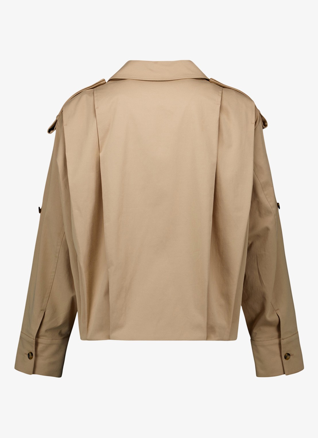 Studio Anneloes Atlas cropped single breasted trenchcoat met geplooid detail - detail 2 bruin