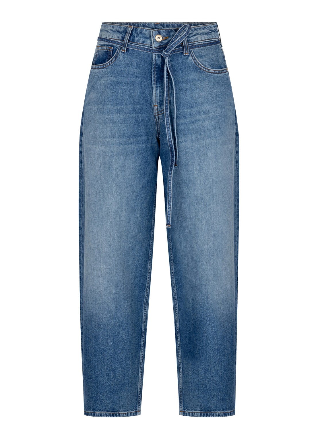Studio Anneloes Babet high waist wide leg jeans met strikdetail - voorkant 4 lavendel