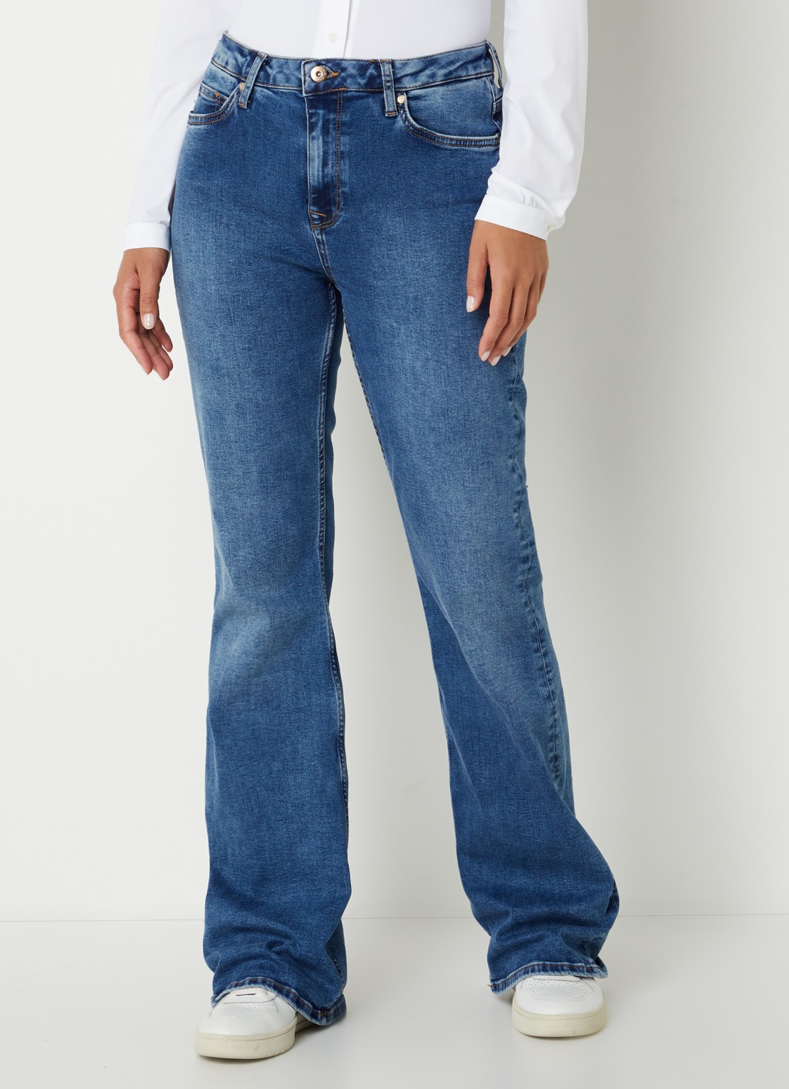 Studio Anneloes Belle mid waist flared jeans in  katoenblend - detail 3 indigo