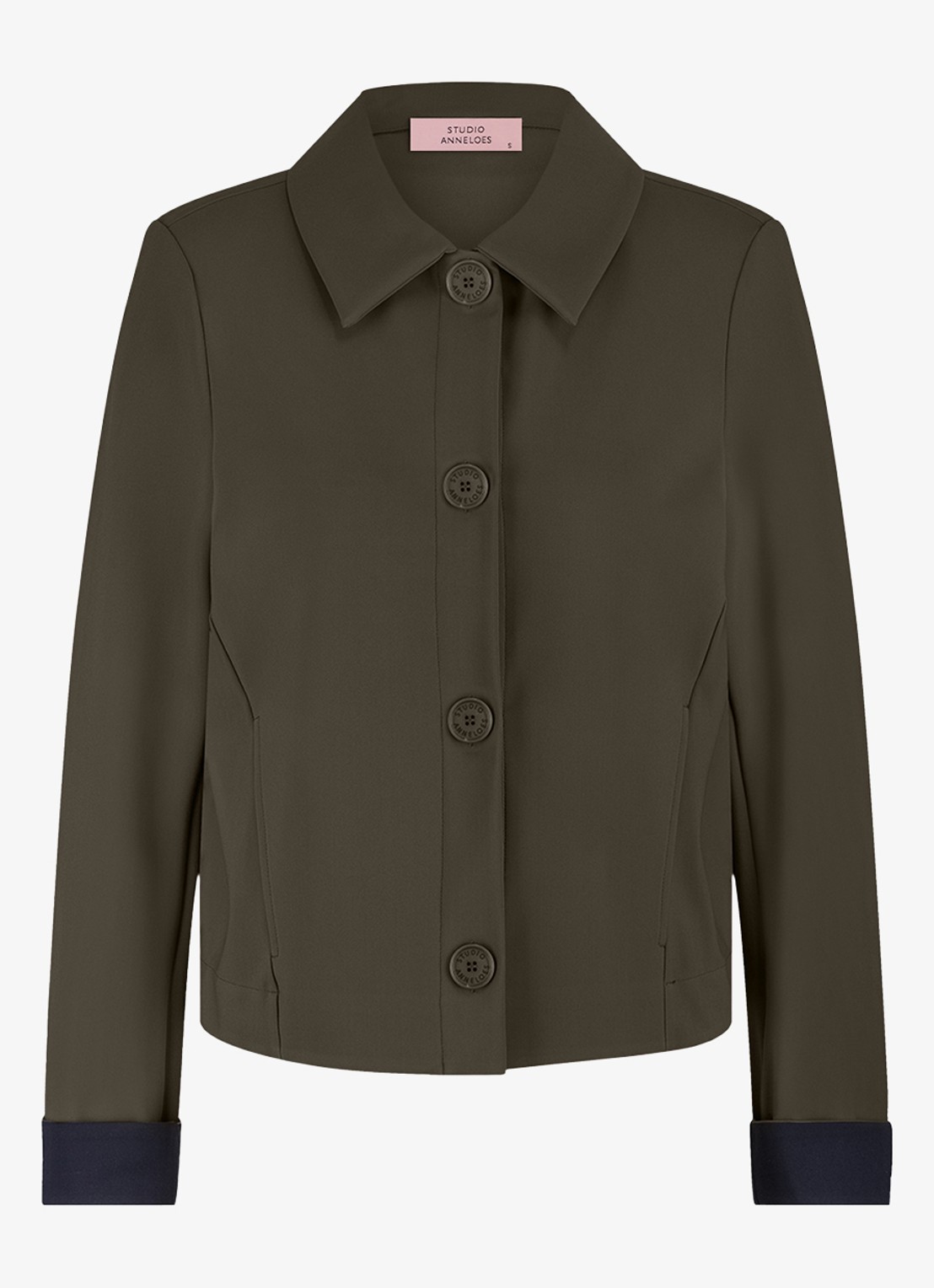 Studio Anneloes Blouse met kraag - voorkant 2 legergroen