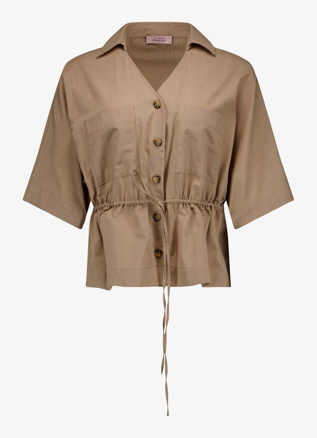 Studio Anneloes Blouse met kraag - voorkant lichtbruin