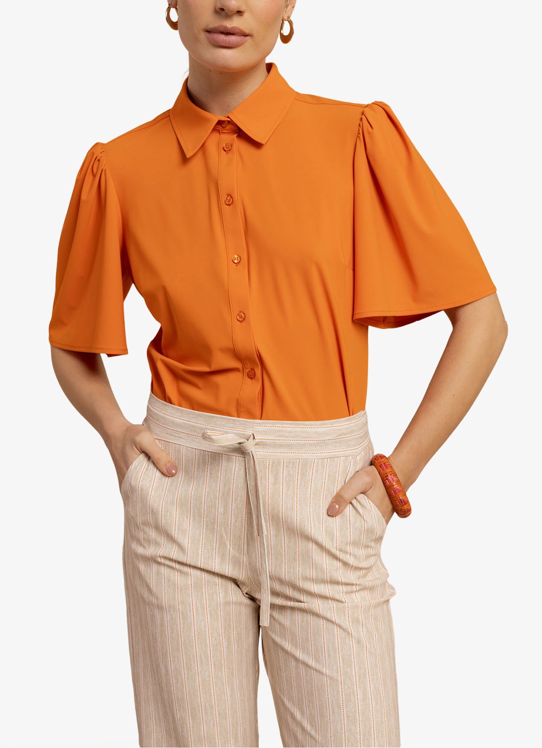 Studio Anneloes Blouse met pofmouw - detail 4 oranje