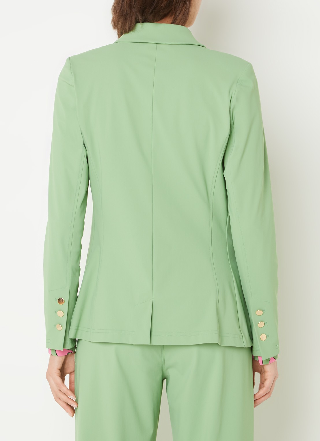 Studio Anneloes Blues Bonded double-breasted blazer van travelstof - achterkant 4 lichtgroen