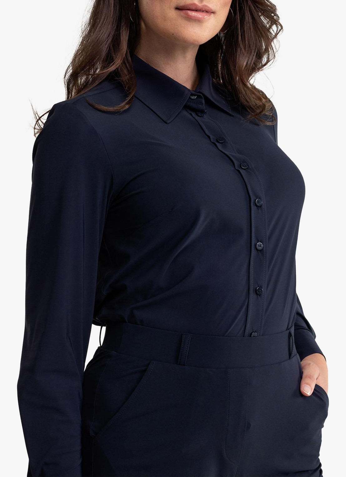 Studio Anneloes Bobby blouse met ballonmouw - detail 2 donkerblauw