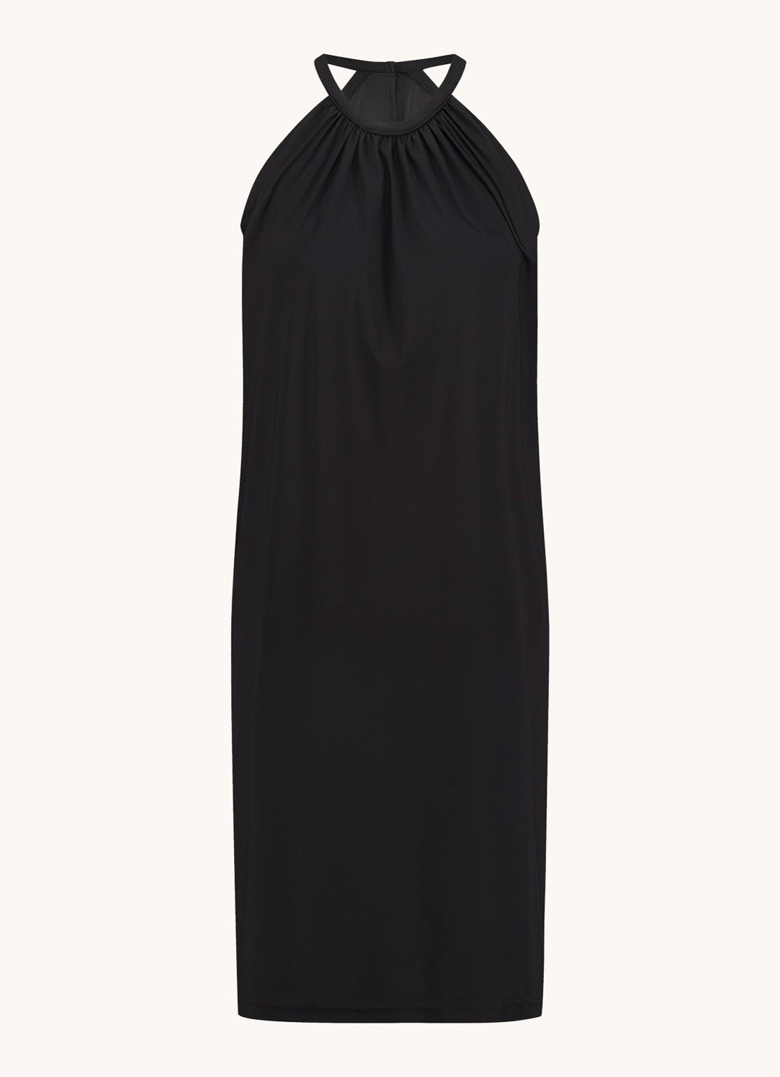 Studio Anneloes Carla mini halterjurk van travelstof - voorkant 2 zwart